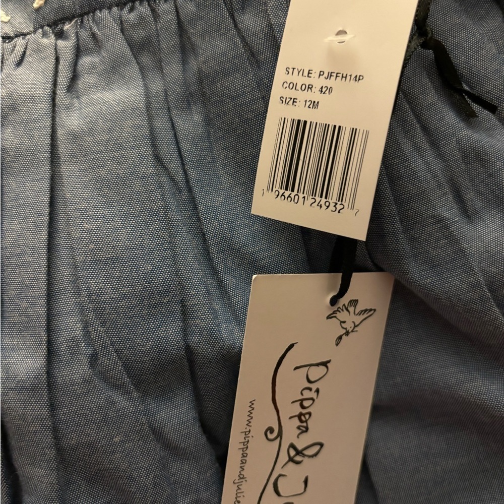 Pippa & Julie Embroidered Chambray A-Line Dress Size 12 Months Blue - Picture 5 of 5